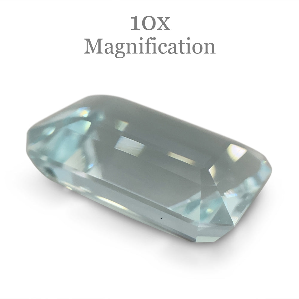 SkyJems 9.29ct Brazilian Aquamarine, light blue emerald-cut gemstone, natural unheated beryl from premium gem collection