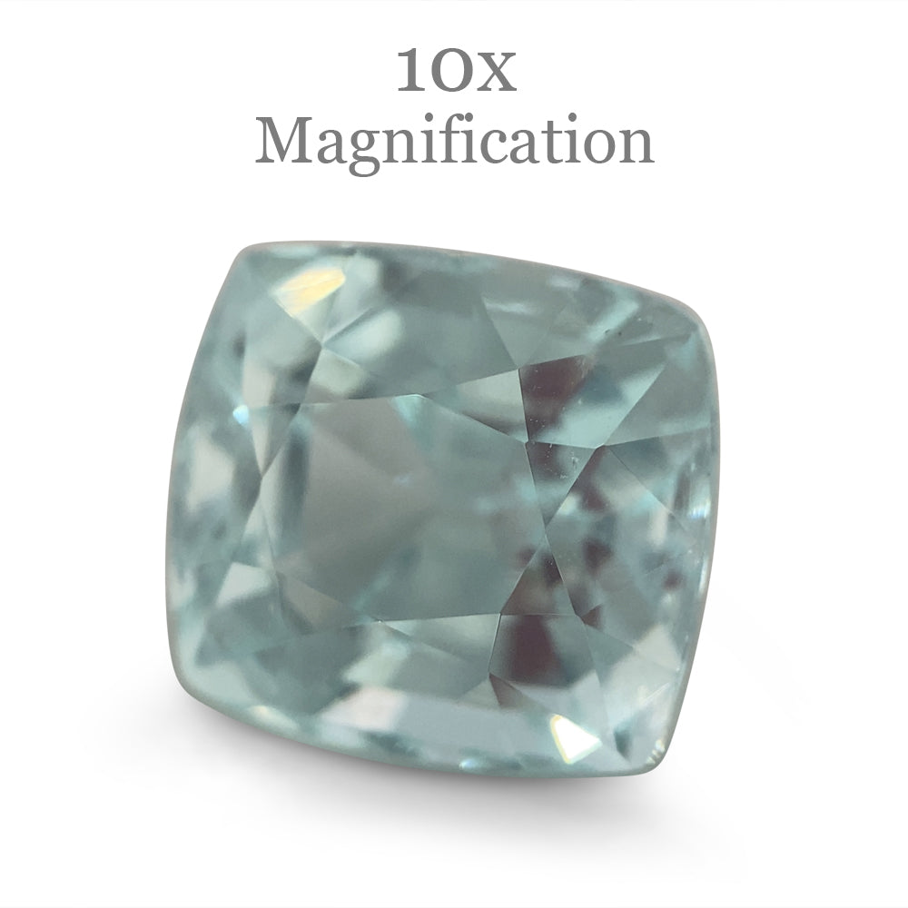 SkyJems 7.49ct Brazilian Cushion-Cut Aquamarine, soft blue-green beryl gemstone with exceptional clarity and light