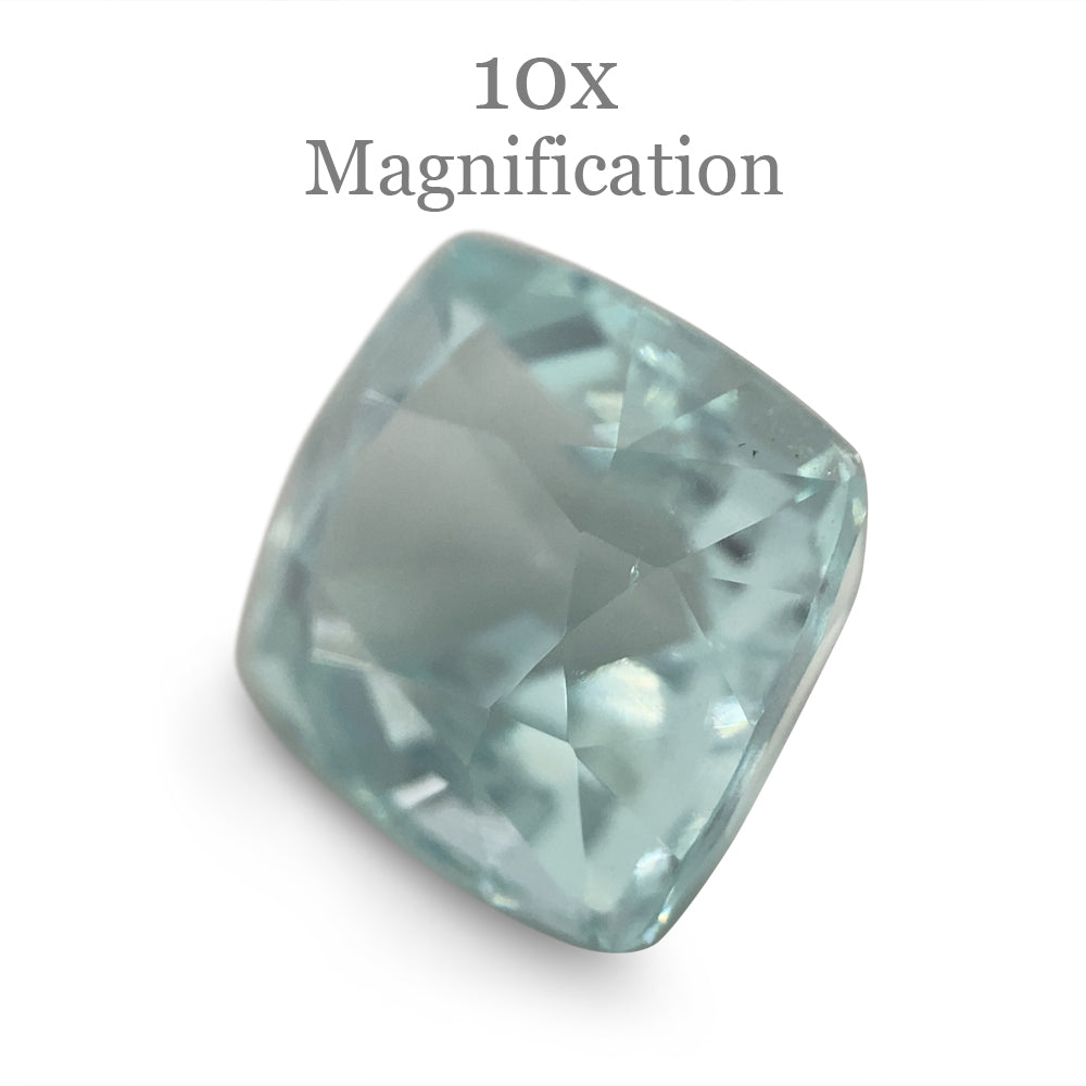 SkyJems 7.49ct Brazilian Cushion-Cut Aquamarine, soft blue-green beryl gemstone with exceptional clarity and light