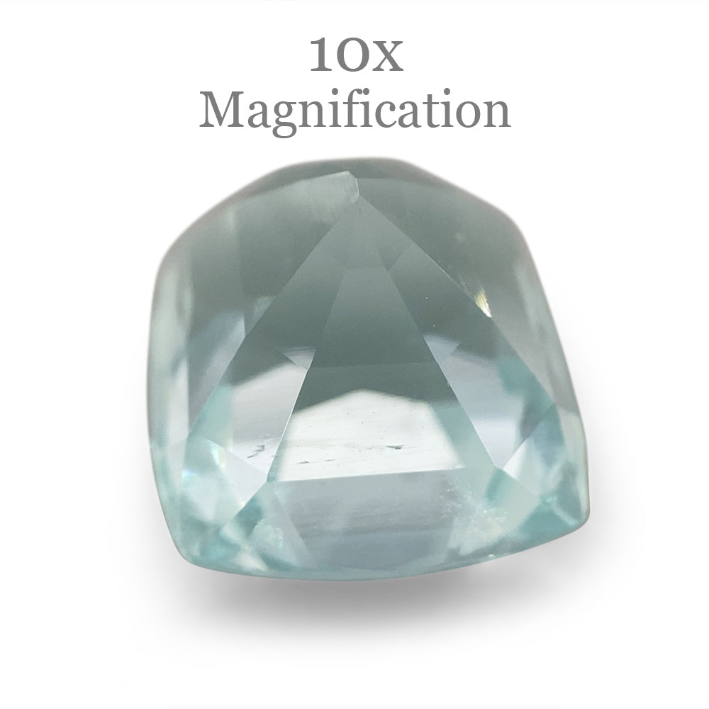SkyJems 7.49ct Brazilian Cushion-Cut Aquamarine, light blue beryl gemstone with subtle grey-green undertones