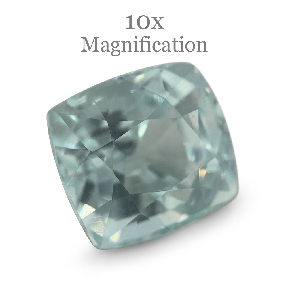 SkyJems 7.49ct Brazilian Cushion-Cut Aquamarine, soft blue-green beryl gemstone with elegant step-cut brilliance