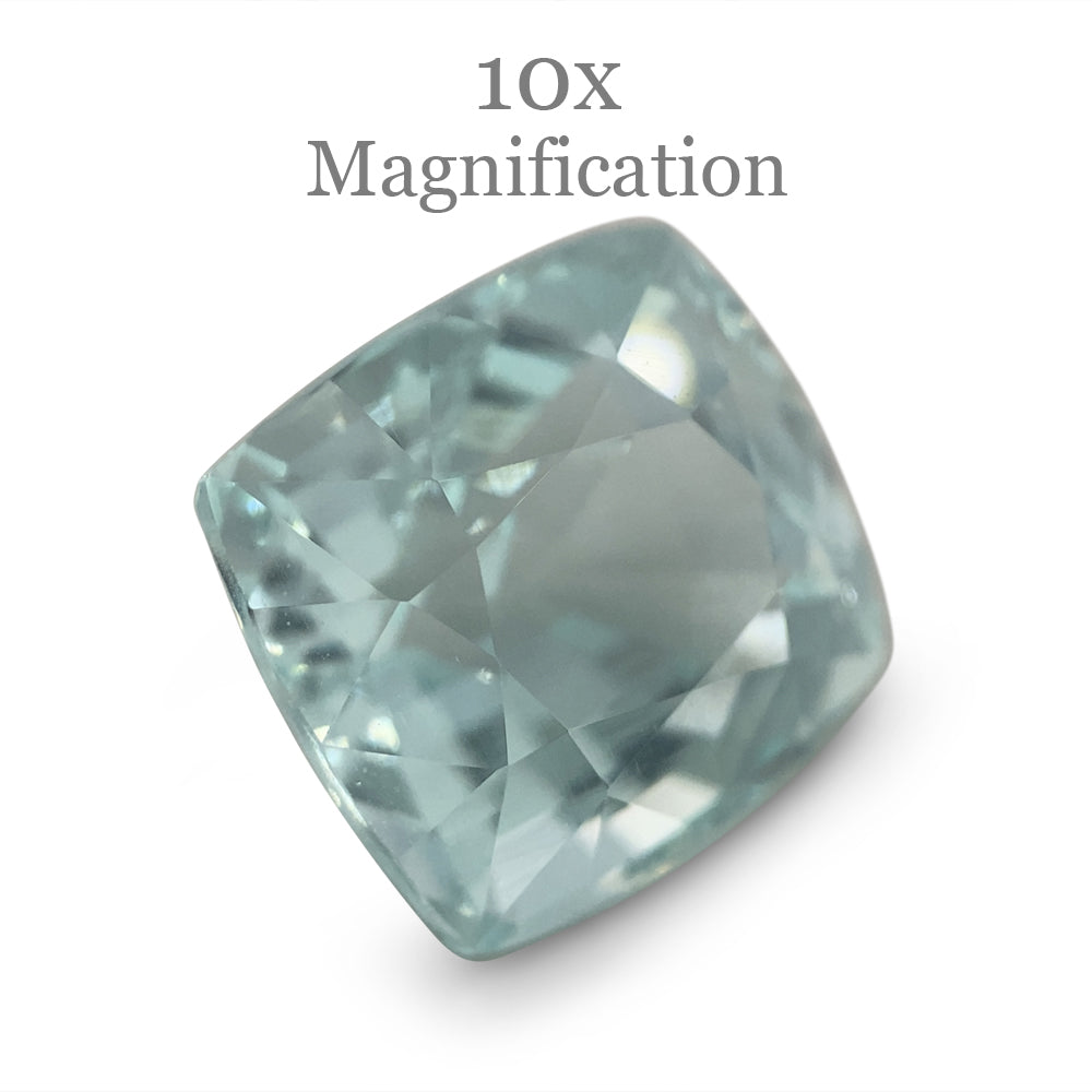 SkyJems 7.49ct Brazilian Cushion-Cut Aquamarine, soft blue-green beryl gemstone with exceptional clarity and light