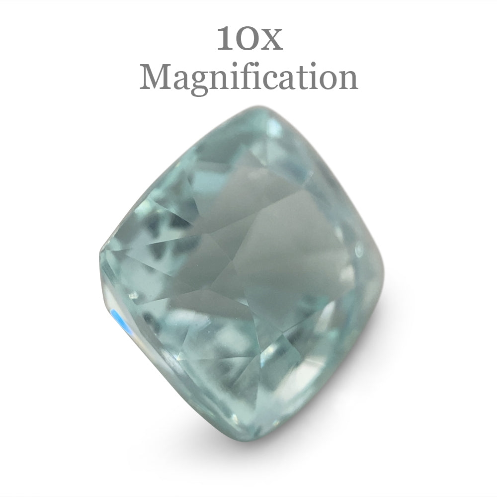 SkyJems 7.49ct Brazilian Cushion-Cut Aquamarine, soft blue-green beryl gemstone with exceptional clarity and light