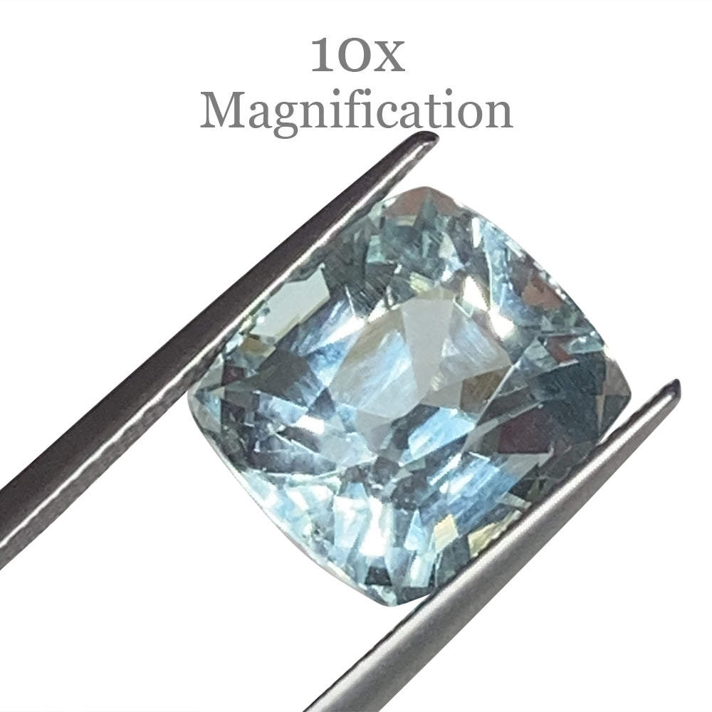 SkyJems 7.49ct Brazilian Cushion-Cut Aquamarine, soft blue-green beryl gemstone with exceptional clarity and light