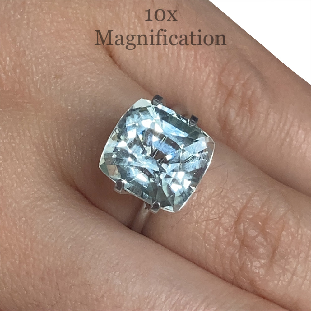 SkyJems 7.49ct Brazilian Cushion-Cut Aquamarine, soft blue-green beryl gemstone with exceptional clarity and light
