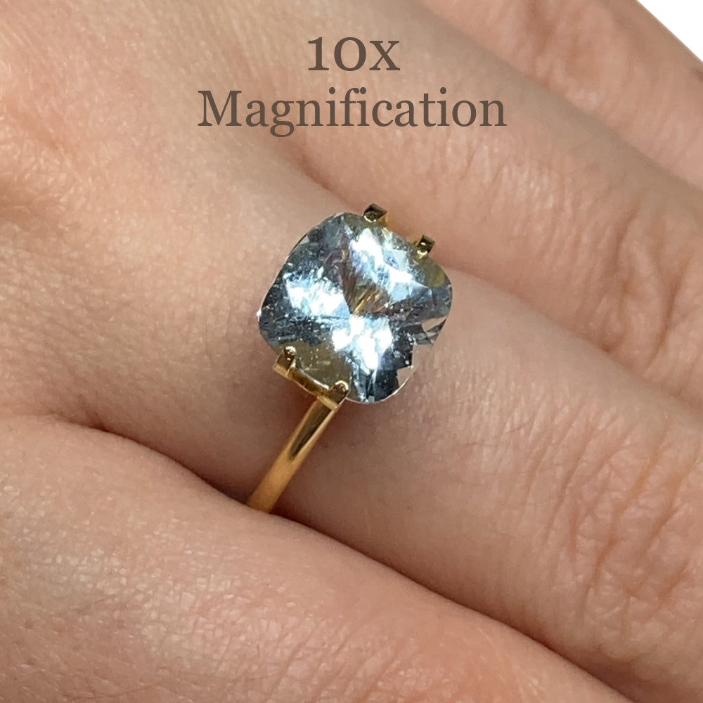 2.83ct Brazilian Blue Cushion Aquamarine Gemstone from SkyJems, Mixed Cut Beryl with Moderate Clarity