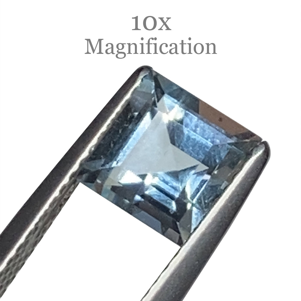 Vibrant blue square aquamarine from Brazil, 1.58 carats, step-cut gemstone from SkyJems Canadian gem specialists