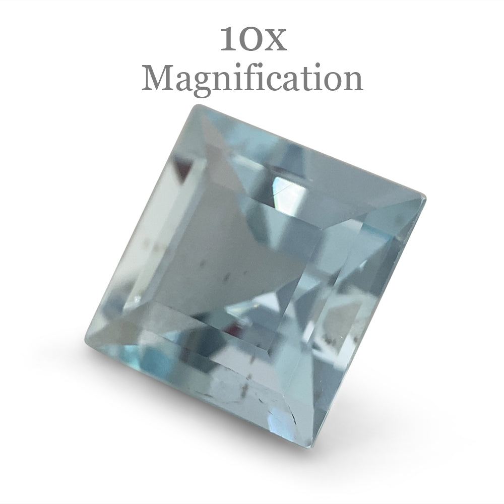 SkyJems 1.58ct square aquamarine from Brazil, vivid blue step-cut gemstone in classic cushion shape, premium loose stone