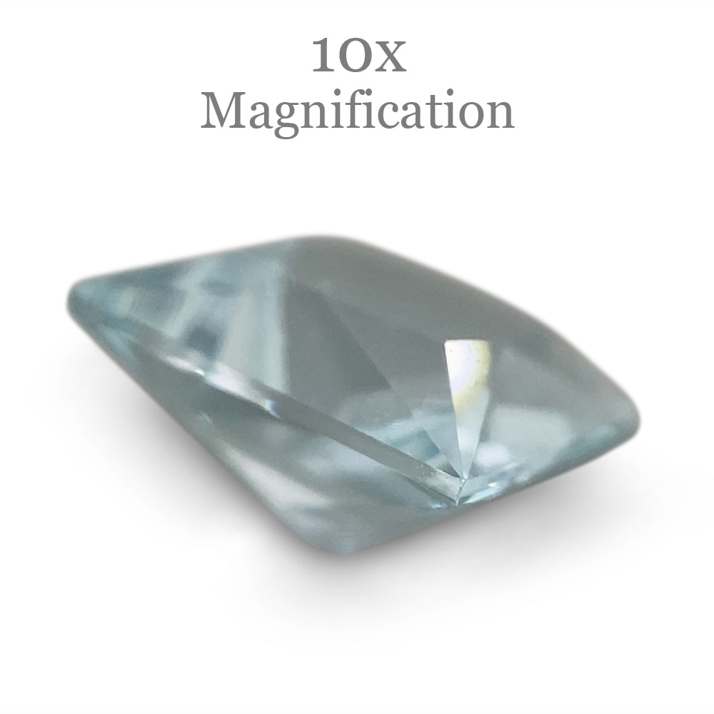SkyJems 1.53ct square blue aquamarine from Brazil, precision step-cut gemstone in classic cushion shape