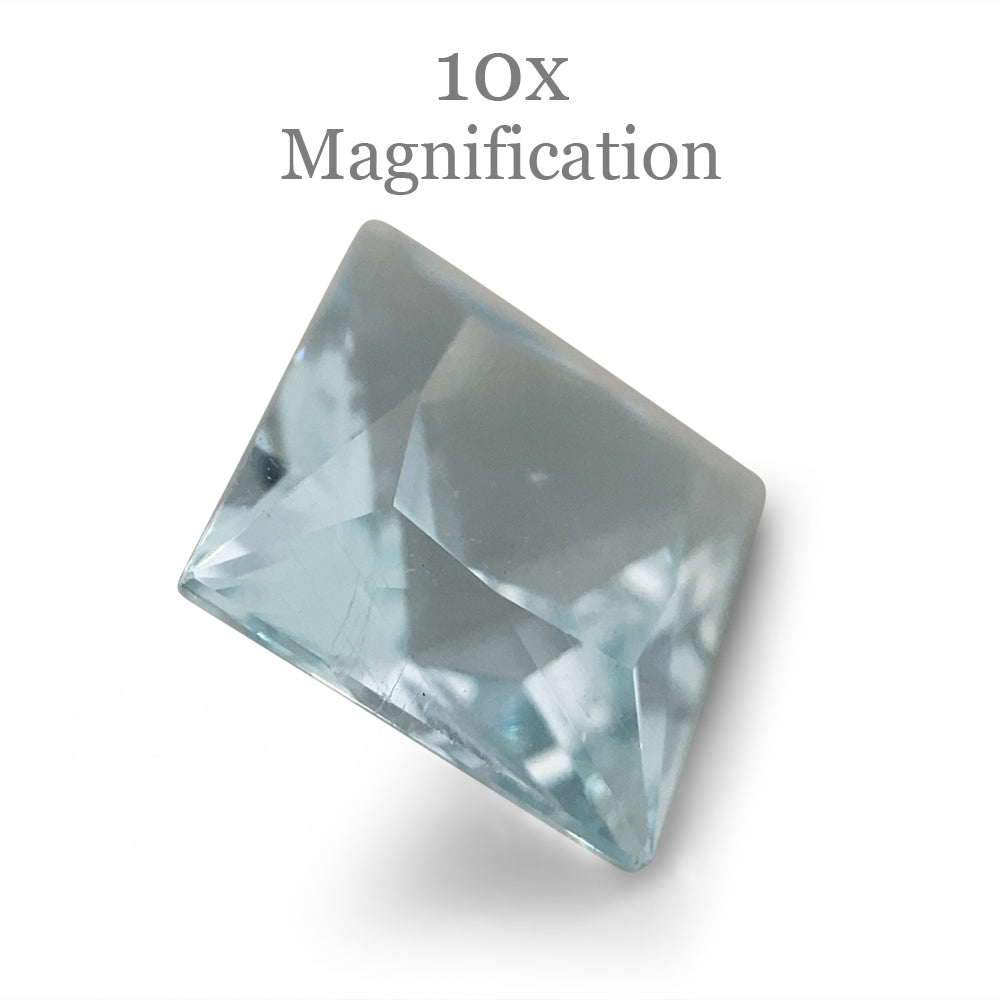 SkyJems 1.53ct Square Blue Aquamarine from Brazil, precision step-cut gemstone in classic cushion shape