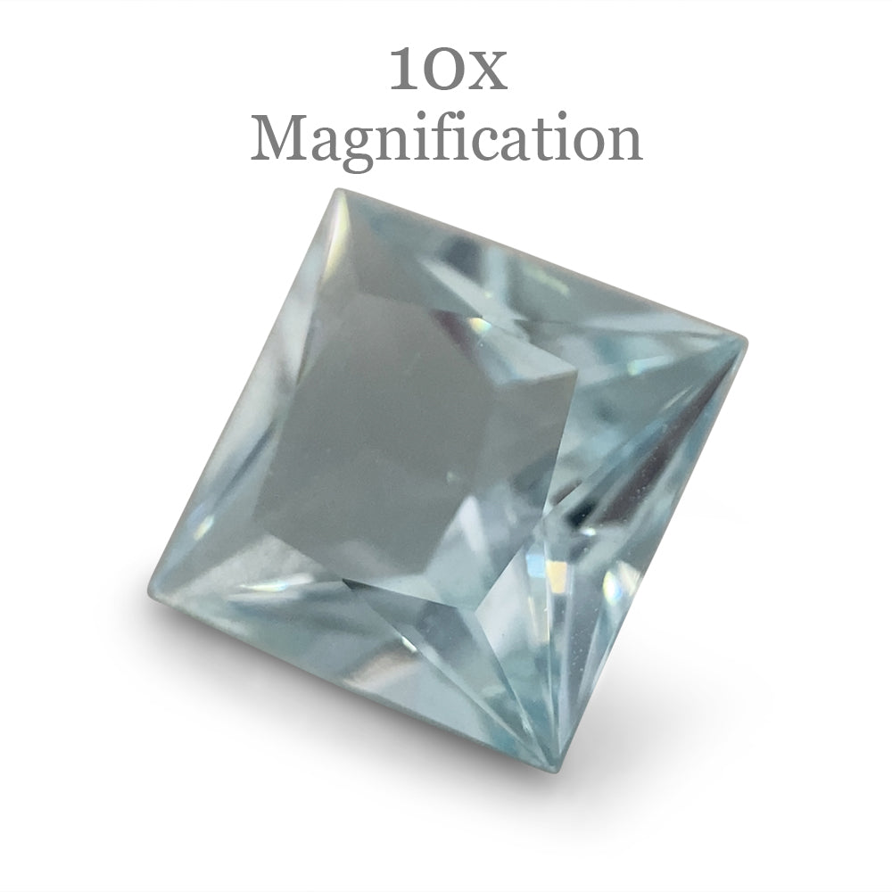SkyJems 1.53ct Square Brazilian Blue Aquamarine Gemstone - Unheated Step Cut Beryl for Fine Jewelry