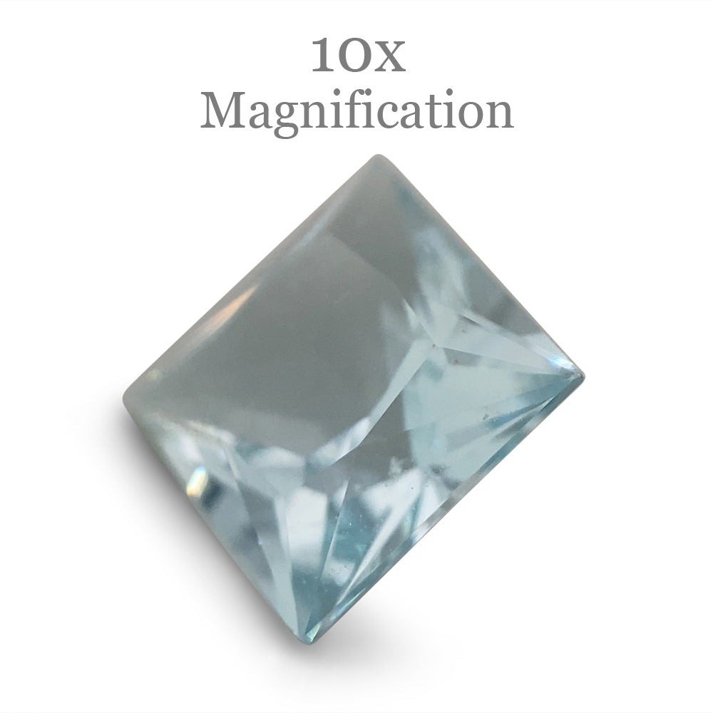 SkyJems 1.53ct Square Brazilian Blue Aquamarine Gemstone, Step Cut Beryl in Soft Azure Hue