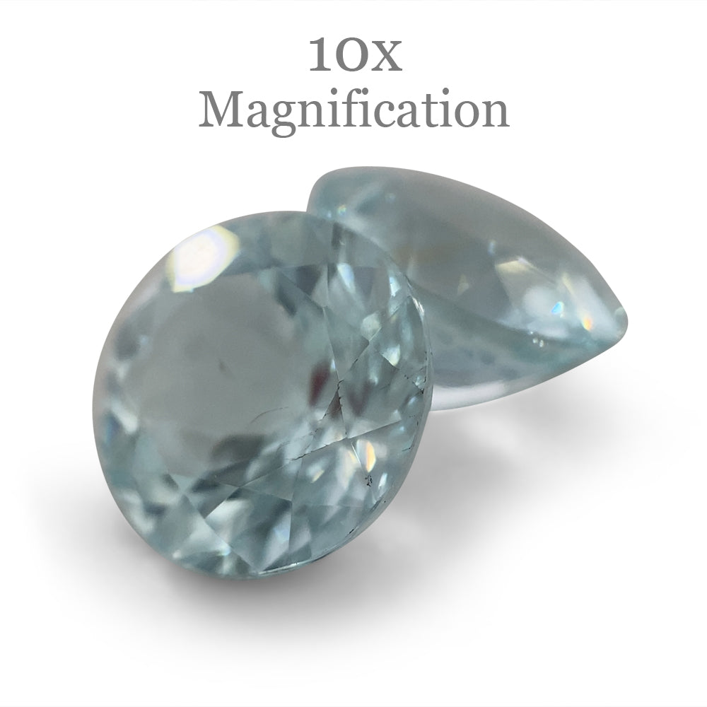 SkyJems 3.36ct Round Blue Aquamarine Pair from Brazil, Mixed Cut Matching Gemstones for Fine Jewelry