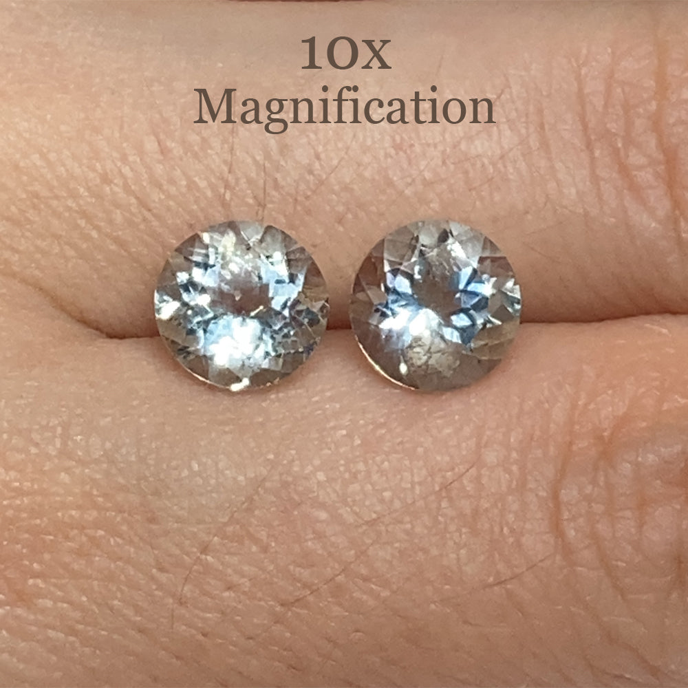 SkyJems 3.36ct Round Blue Aquamarine Pair from Brazil, Mixed Cut Matching Gemstones for Fine Jewelry