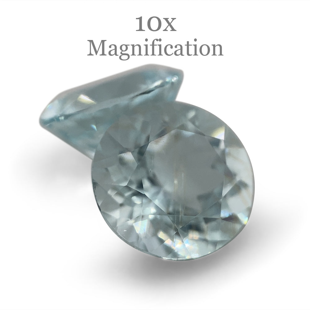 SkyJems 3.36ct Round Blue Aquamarine Pair from Brazil, Mixed Cut Matching Gemstones for Fine Jewelry