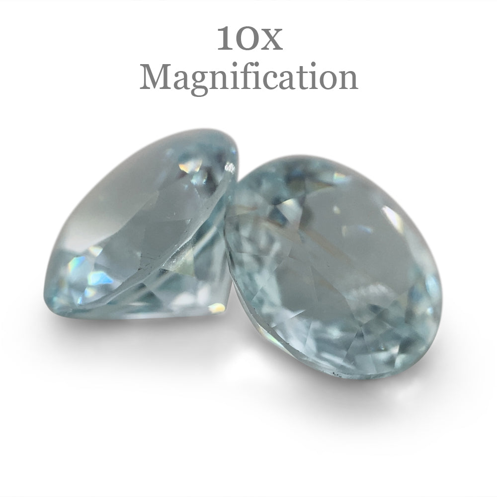 SkyJems 3.36ct Round Blue Aquamarine Pair from Brazil, Mixed Cut Matching Gemstones for Fine Jewelry