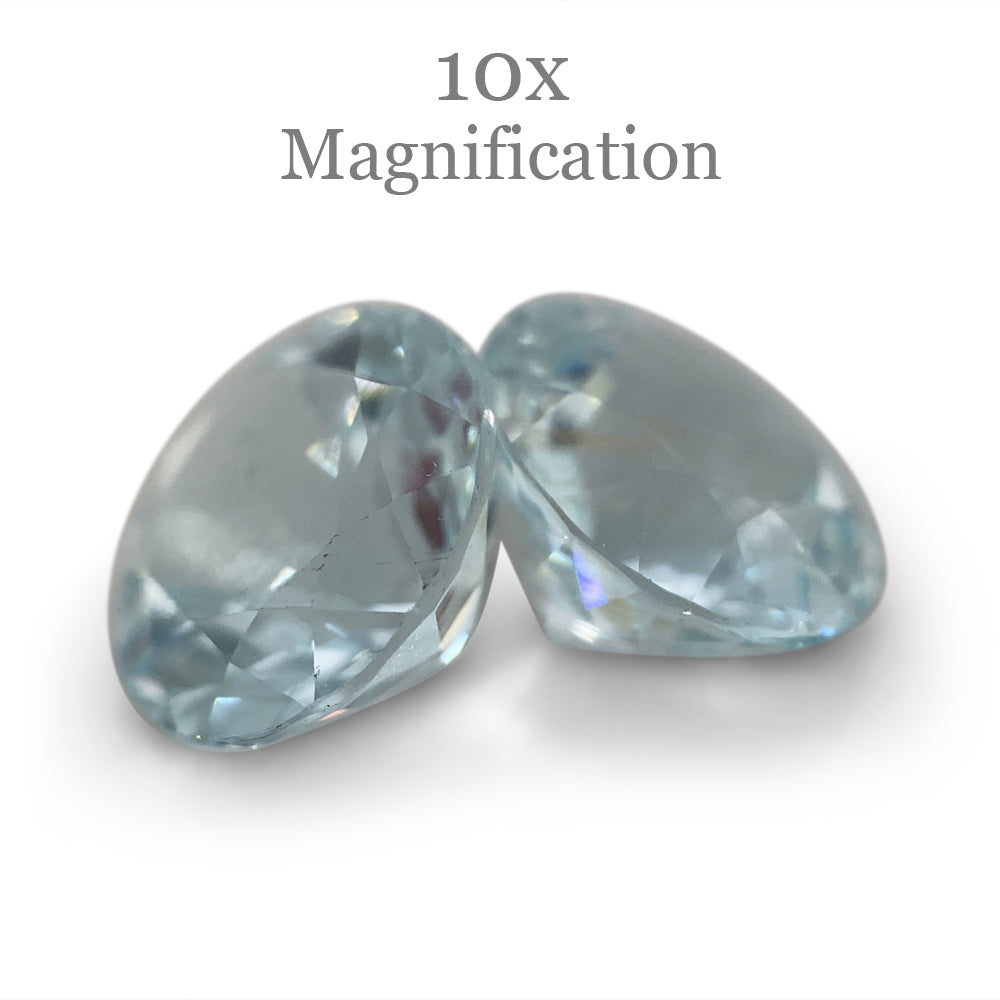 SkyJems 3.36ct Round Blue Aquamarine Pair from Brazil, precision-matched Mixed Cut gemstones for fine jewelry