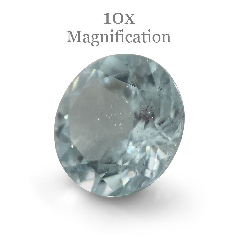 SkyJems 1.72ct Round Blue Aquamarine from Brazil, Mixed Cut Beryl Gemstone in Brilliant Light Blue Hue
