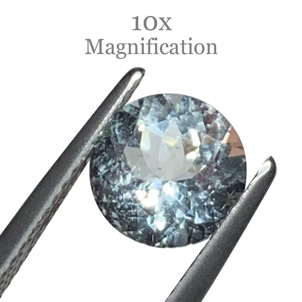 SkyJems 1.72ct Round Blue Aquamarine from Brazil, Mixed Cut Beryl Gemstone in Soft Azure Hue