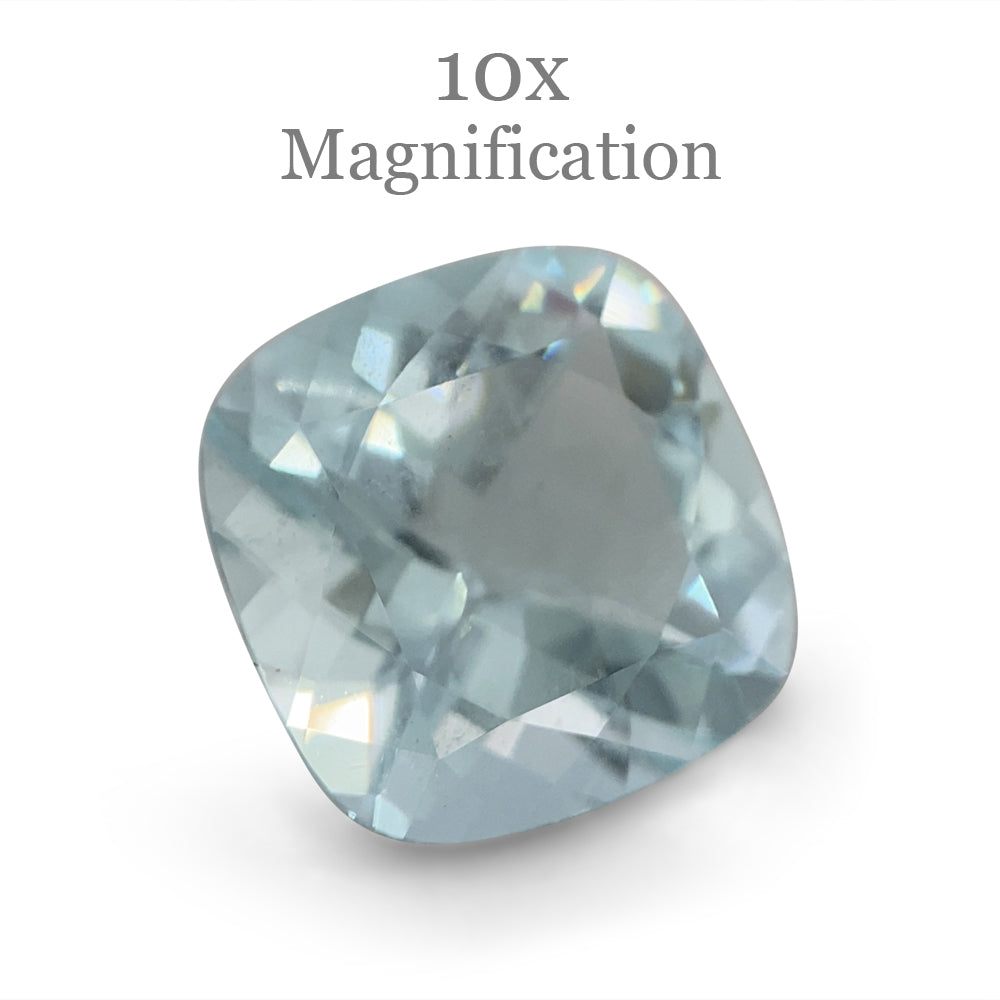2.66ct Brazilian Blue Cushion Aquamarine from SkyJems, unheated mixed-cut gemstone with brilliant light blue color