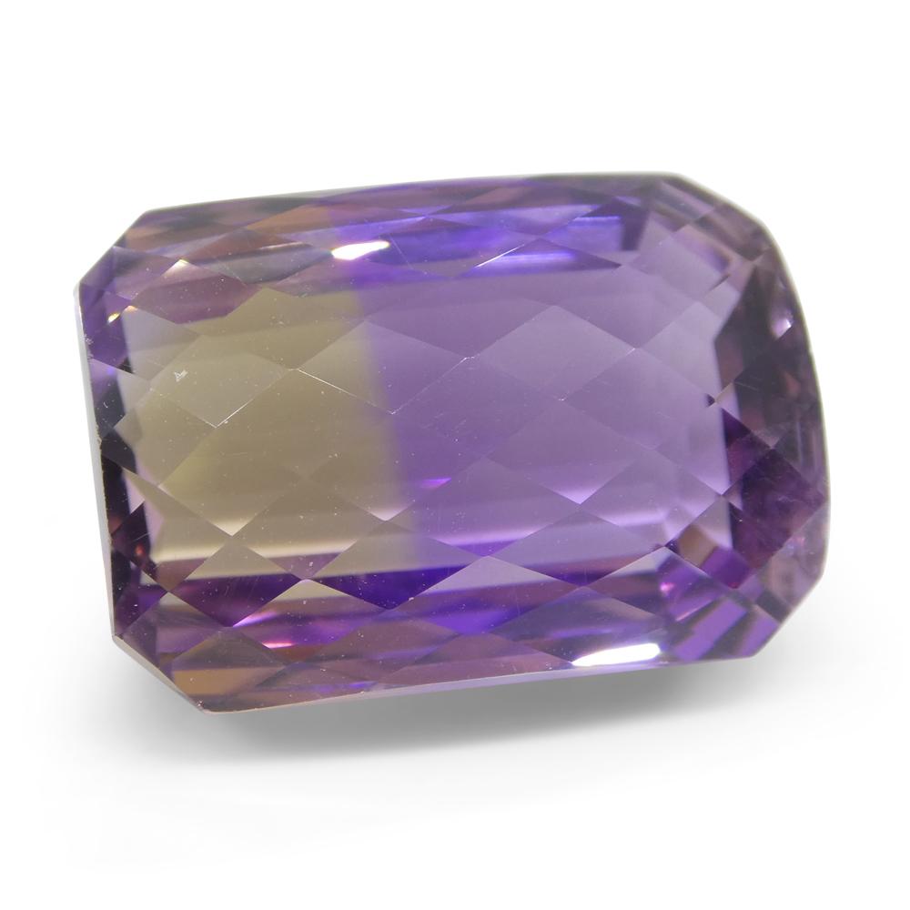 27.31 ct Bolivian Ametrine, Cushion Checkerboard Cut, Yellow and Purple Bicolor Gem by SkyJems Canada
