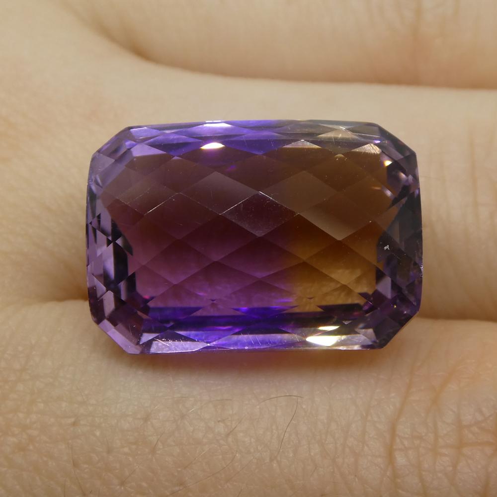 27.31 ct Bolivian Ametrine, Cushion Checkerboard Cut, Yellow and Purple Bicolor Gem by SkyJems Canada