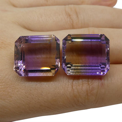 54.18 ct Pair Emerald Cut Ametrine - Skyjems Wholesale Gemstones