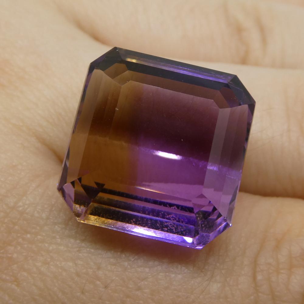 33.59 ct Square Ametrine from Bolivia, rare yellow and purple quartz gemstone by SkyJems Canadian gem specialists
