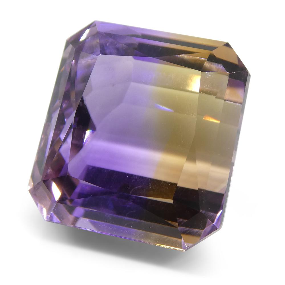 31.87 ct Square Ametrine from Bolivia, rare yellow and purple bicolor quartz gem by SkyJems Canadian gemstone experts