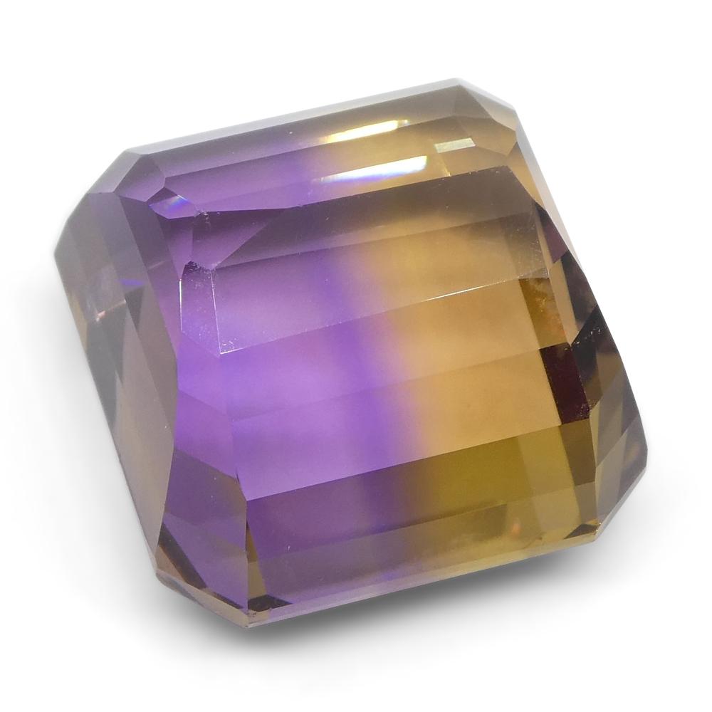 27.2 ct Square Ametrine from Bolivia, rare yellow and purple bicolor quartz gemstone by SkyJems Canadian gem experts