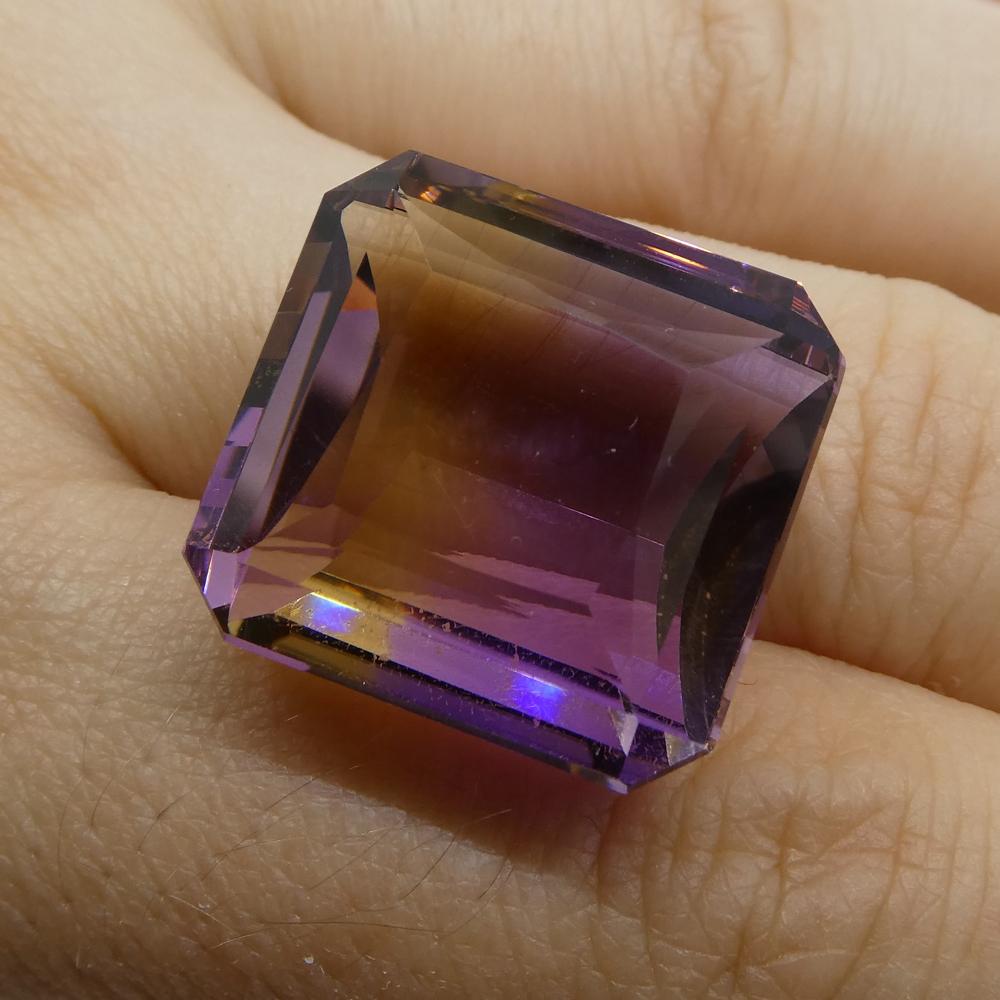 35.21 ct Square Ametrine from Bolivia, rare purple and yellow quartz gemstone by SkyJems Canadian gem specialists