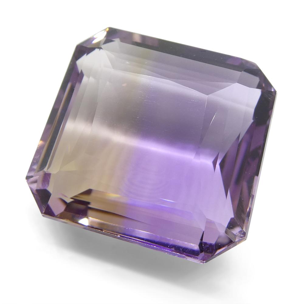 39.25 ct Square Ametrine from Bolivia, rare yellow and purple bicolor quartz gem by SkyJems Canadian gemstone experts