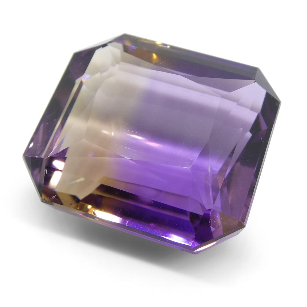 SkyJems 29.65 ct Emerald Cut Ametrine, rare Bolivian bicolor purple and yellow quartz gemstone