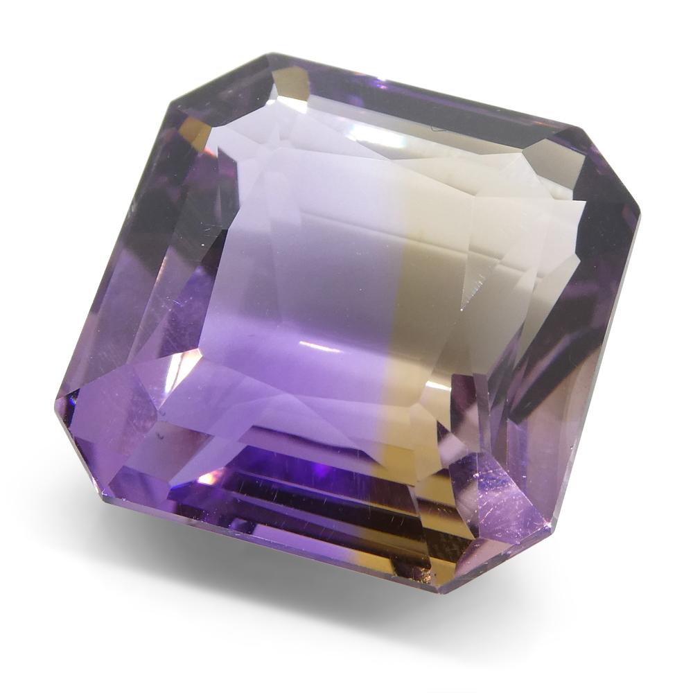 29.92 ct Square Ametrine from Bolivia, rare yellow and purple bicolor quartz gem by SkyJems Canadian gemstone experts