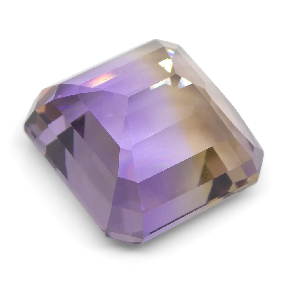 26.55 ct Square Ametrine from Bolivia, rare yellow and purple bicolor quartz gemstone by SkyJems Canadian gem experts