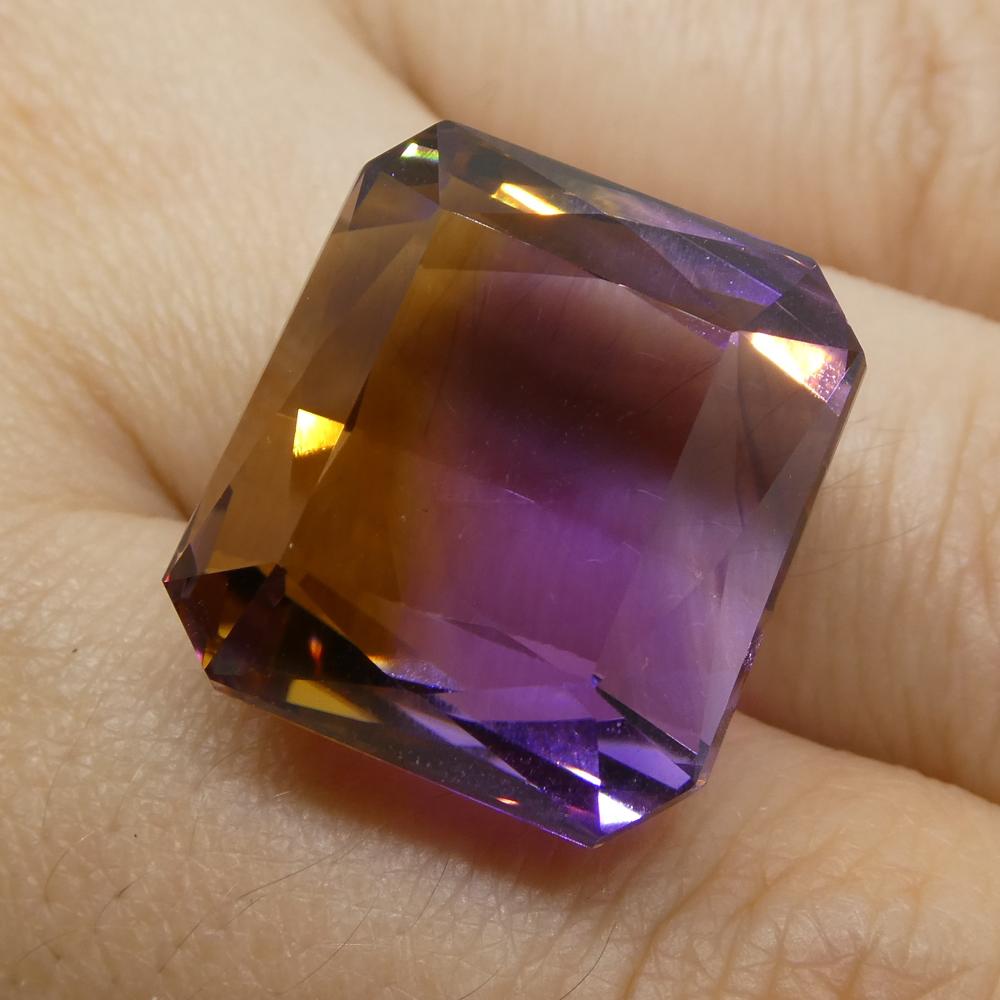 35.21 ct Square Ametrine from Bolivia, rare purple and yellow bicolor quartz gem by SkyJems Canadian gemstone experts
