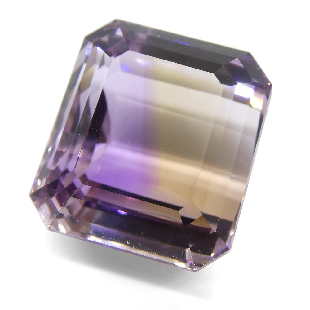 Large 32.35 ct Square Ametrine from Bolivia, yellow and purple bicolor quartz gem by SkyJems Canadian gemstone experts