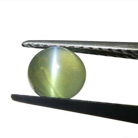 0.94ct Round Cabochon Yellowish Green to Pink-Purple Cat's Eye Alexandrite from India