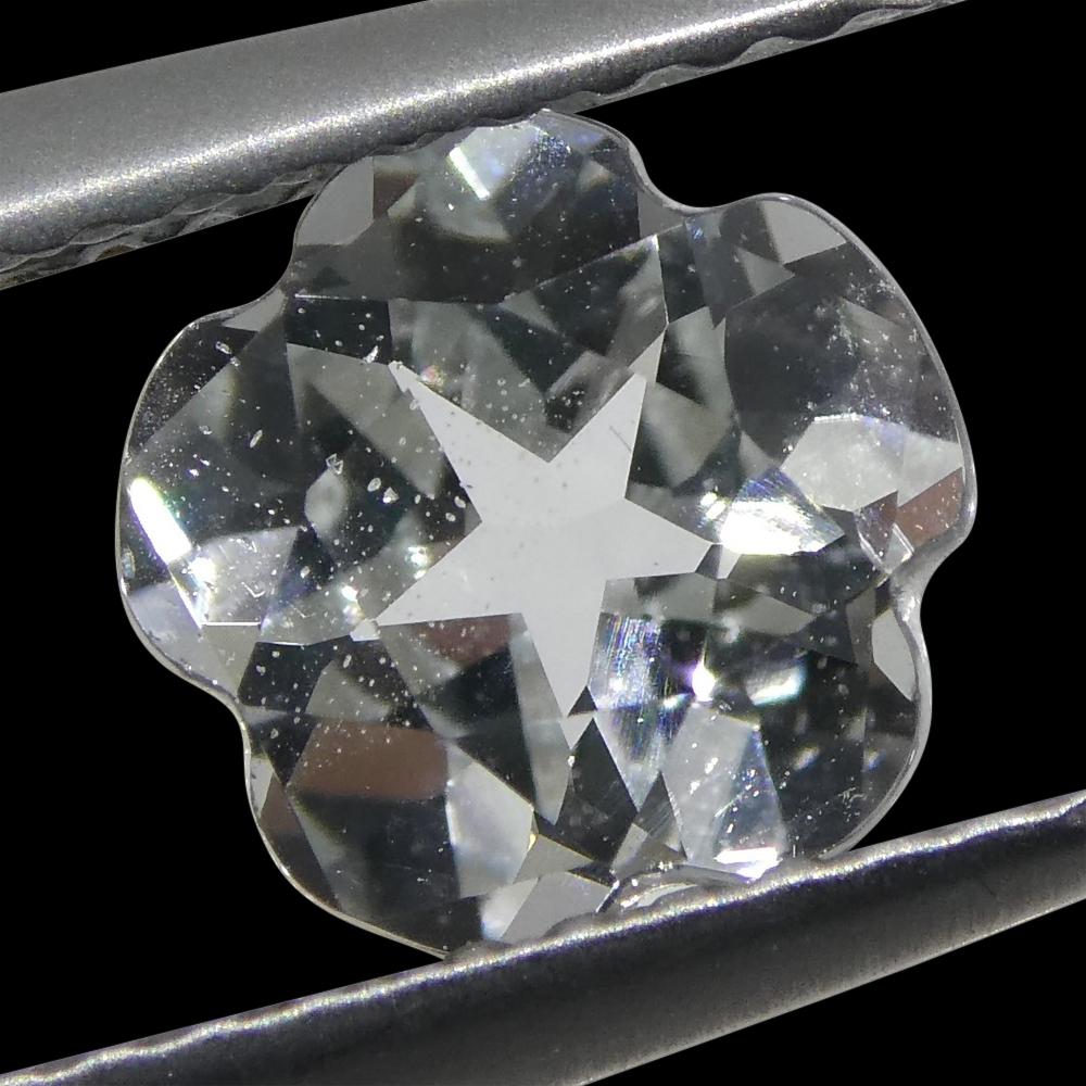 1.41ct White Sapphire Flower from Sri Lanka, cushion mixed cut gemstone by SkyJems Canadian gem specialists
