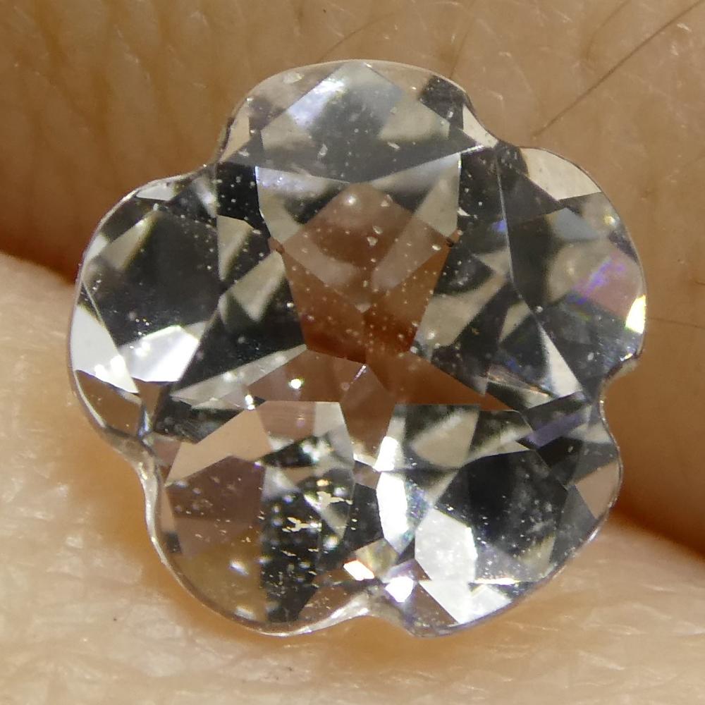 1.41ct White Sapphire Flower from Sri Lanka, cushion mixed cut gemstone by SkyJems Canadian gem specialists