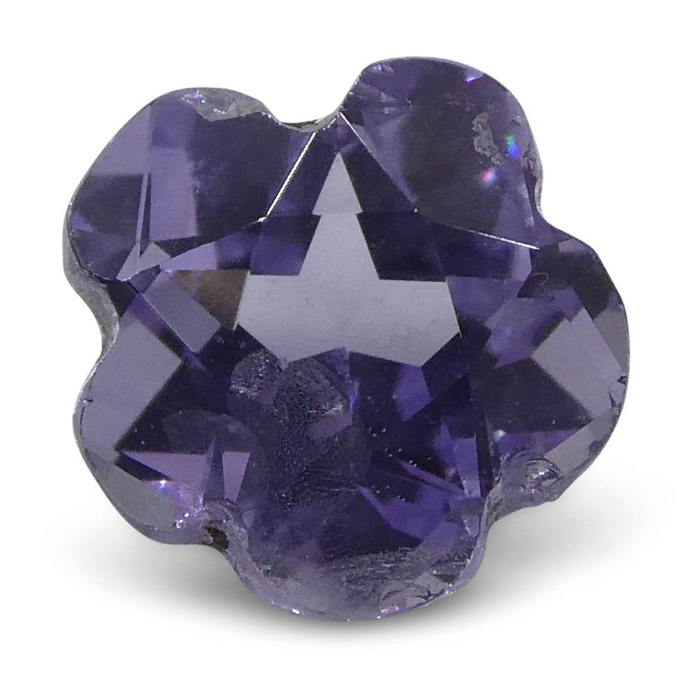 0.65ct Violet Cushion-Cut Sapphire from Sri Lanka, Mixed Brilliant Flower Design by SkyJems Canadian Gemstone Experts