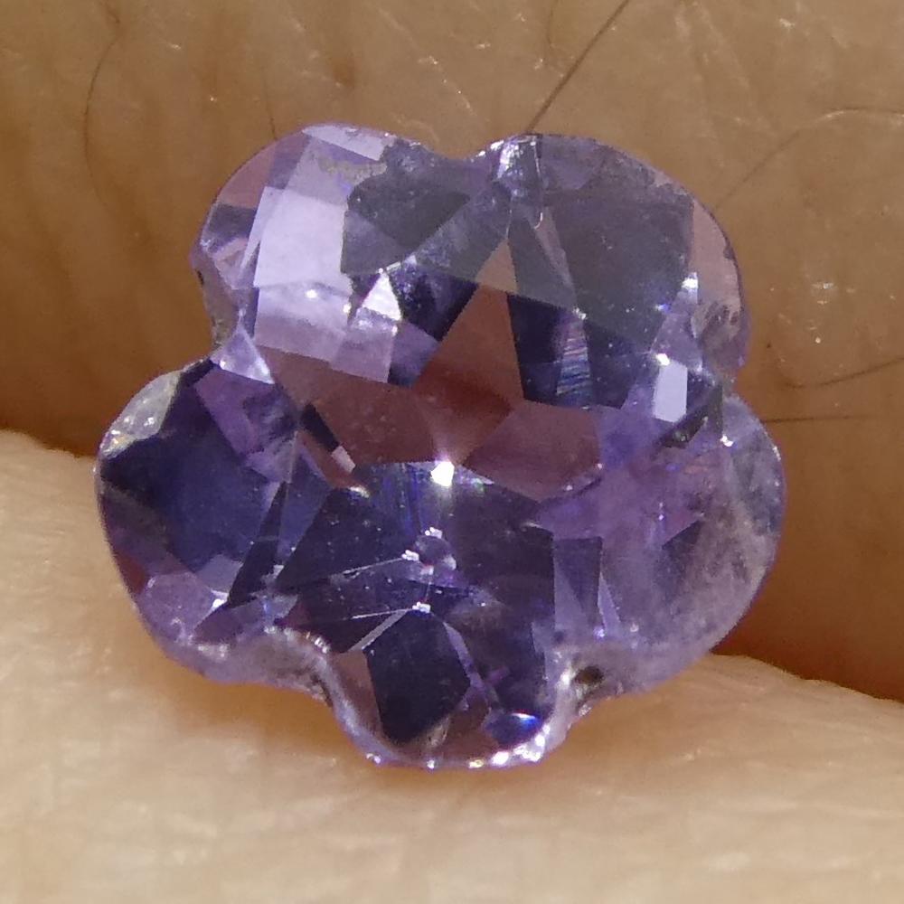 0.65ct Violet Cushion-Cut Sapphire from Sri Lanka, Mixed Brilliant Flower Design by SkyJems Canadian Gemstone Experts