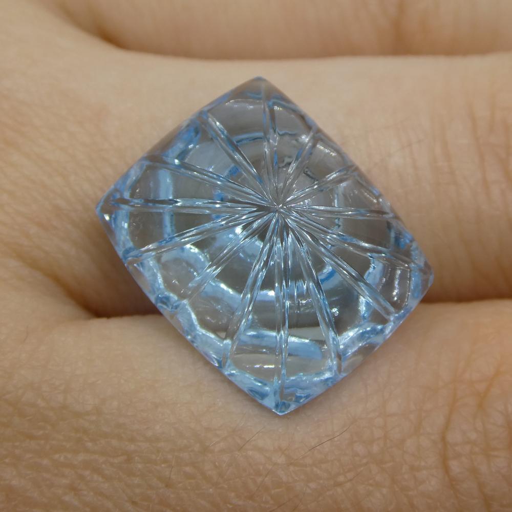 19.96ct Cushion Carving Blue Topaz Fantasy/Fancy Cut - Skyjems Wholesale Gemstones