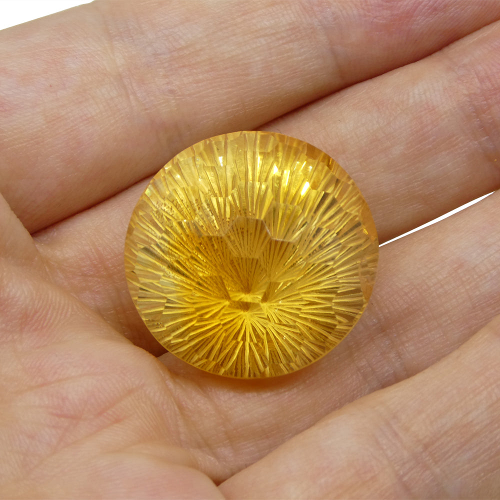 48.77ct Round Yellow Honeycomb Starburst Citrine from Brazil - Skyjems Wholesale Gemstones