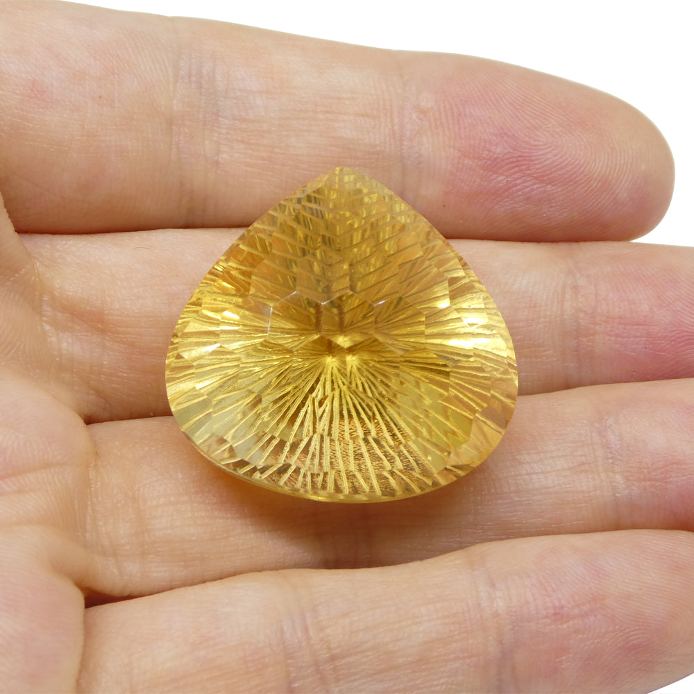 65.36ct Pear Shape Yellow Honeycomb Starburst Citrine from Brazil - Skyjems Wholesale Gemstones