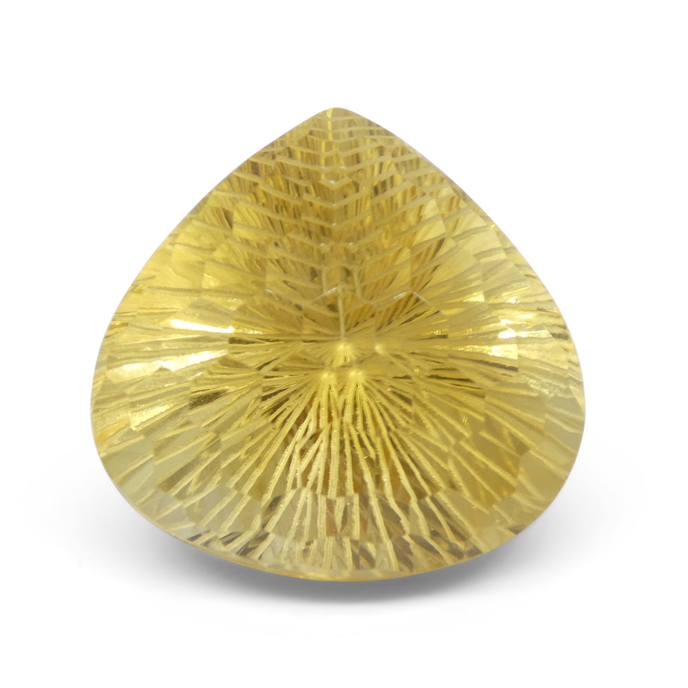 65.36ct Pear Shape Yellow Honeycomb Starburst Citrine from Brazil - Skyjems Wholesale Gemstones