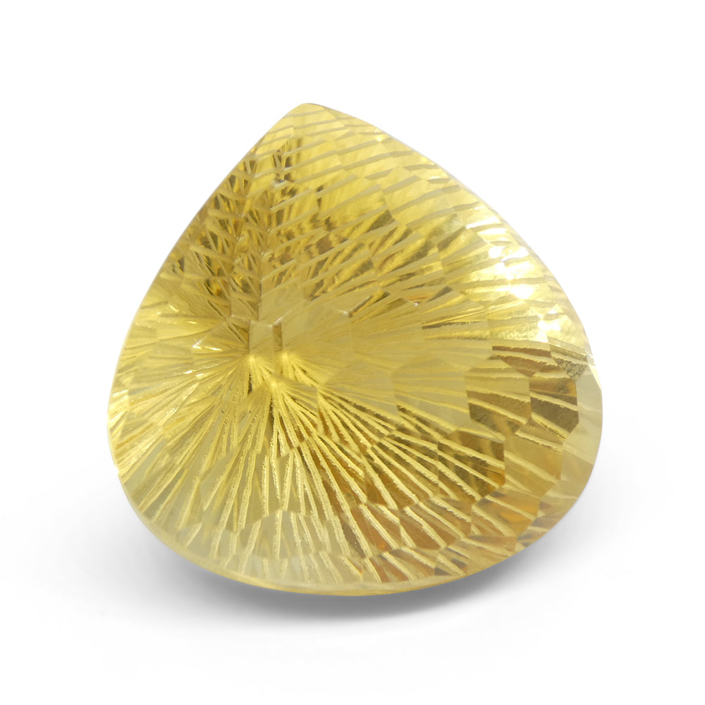 65.36ct Pear Shape Yellow Honeycomb Starburst Citrine from Brazil - Skyjems Wholesale Gemstones