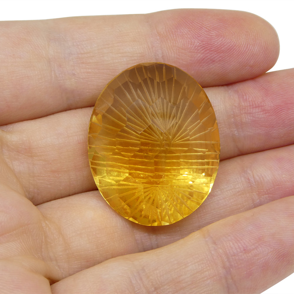 48.23ct Oval Yellow Honeycomb Starburst Citrine from Brazil - Skyjems Wholesale Gemstones