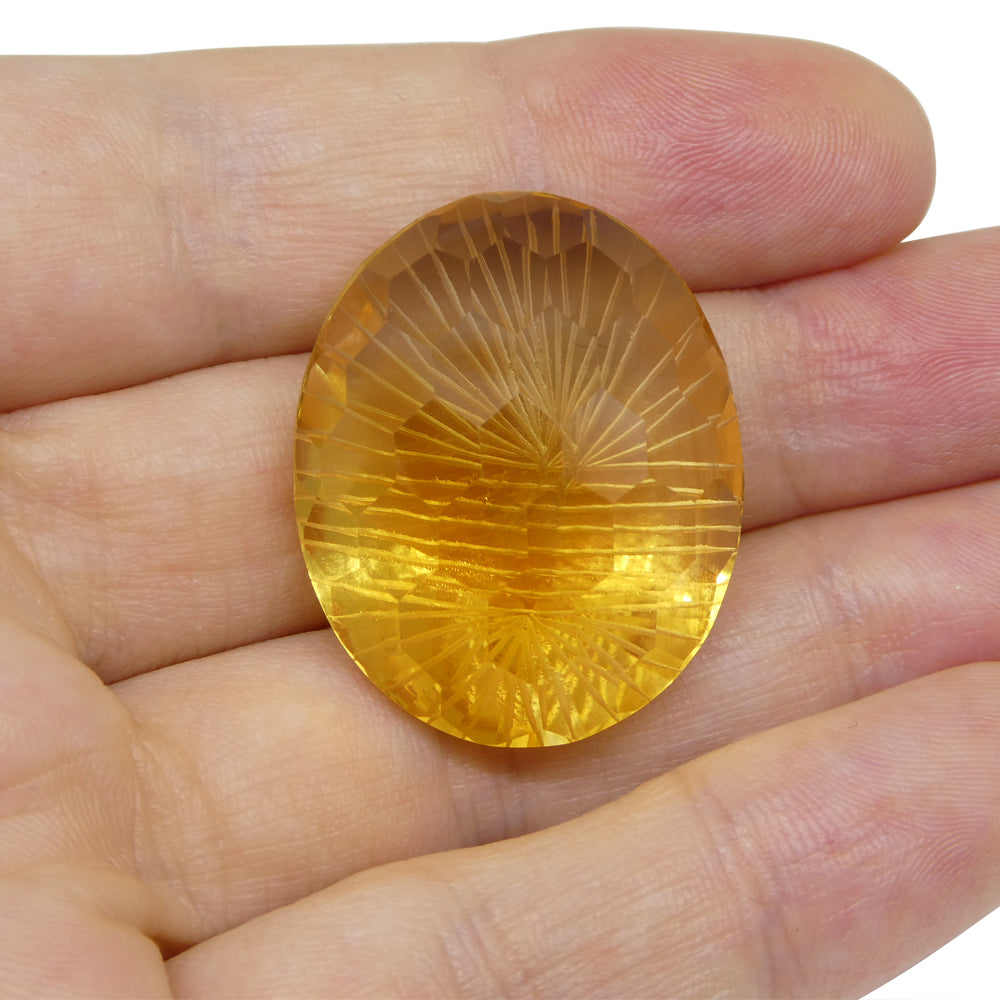 48.23ct Oval Yellow Honeycomb Starburst Citrine from Brazil - Skyjems Wholesale Gemstones