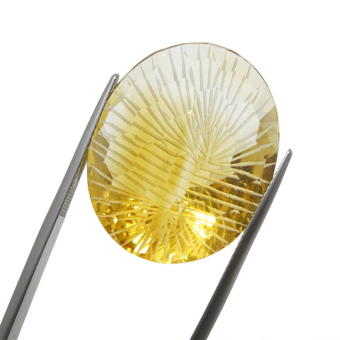 48.23ct Oval Yellow Honeycomb Starburst Citrine from Brazil